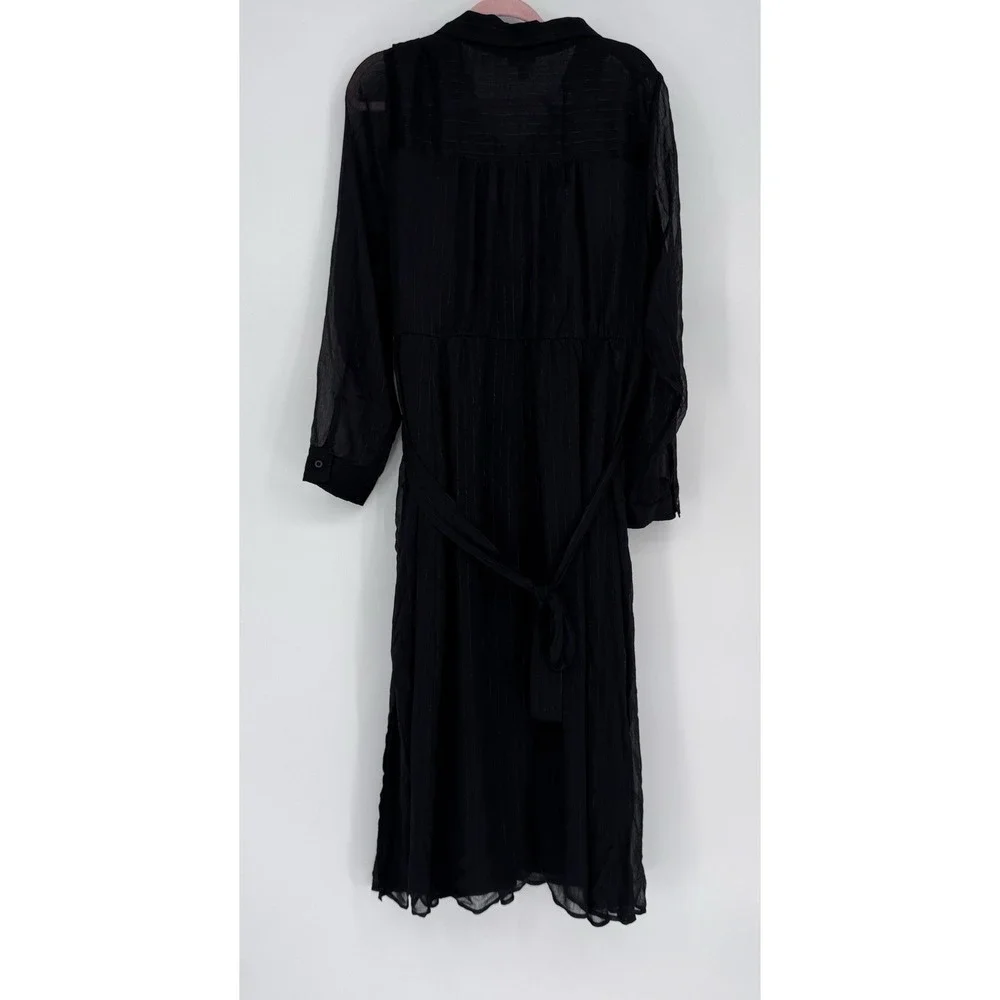 Torrid Maxi Shirt Dress 3X NWT Black Sheer Woven Button Up Whimsigoth Goth